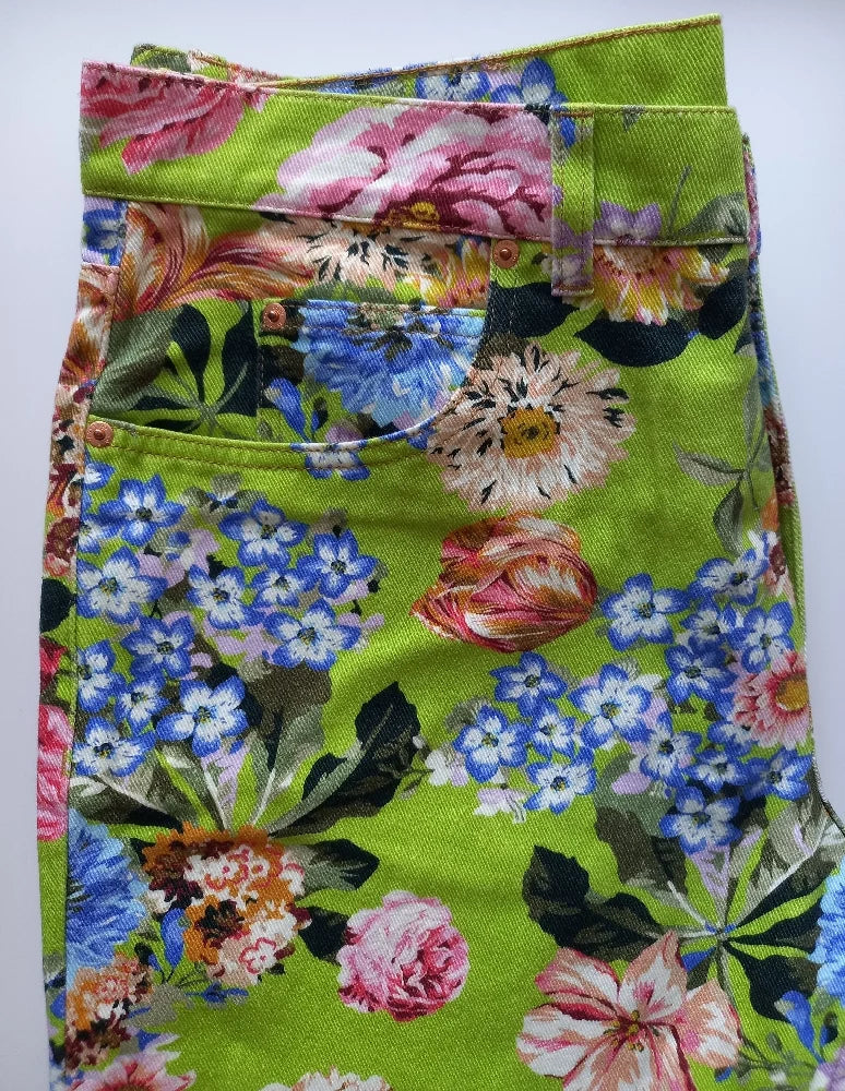 Martine Rose - SS22 Green Floral Rose Denim Jeans