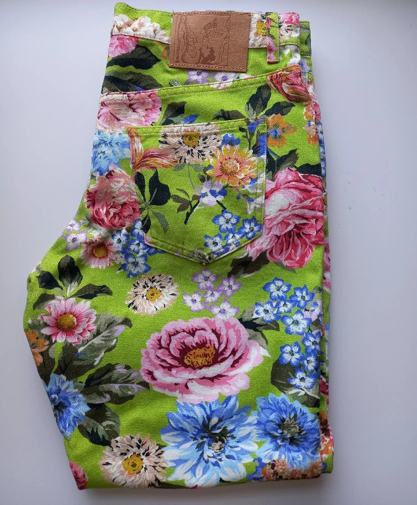 Martine Rose - SS22 Green Floral Rose Denim Jeans